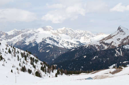 Dolomites in Italy in winterの写真素材