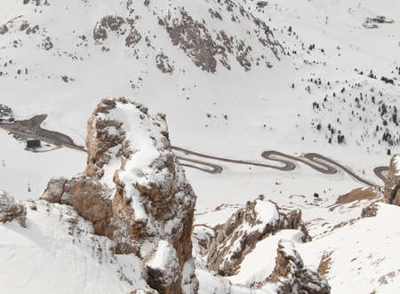Dolomites in Italy in winterの写真素材