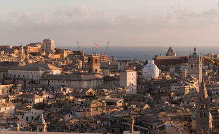The city and the port of Genoaの写真素材