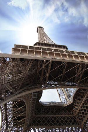 The imposing Eiffel Tower view from belowの写真素材
