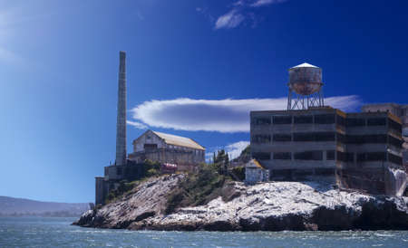 The island of Alcatraz view from the boat の写真素材