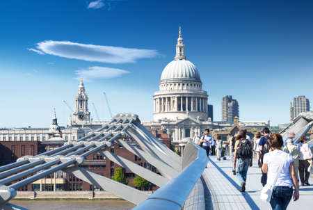 St Paul's Cathedral view by Millennium Bridge, London.の写真素材