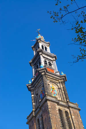 Beautiful view of Westerkerk in Amsterdam the Netherlands の写真素材