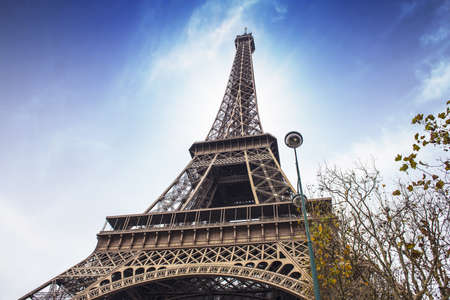 Paris, Nov 27  The Eiffel tower, view from below の写真素材