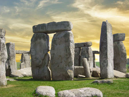 Details of Stonehenge with beautiful sky の写真素材