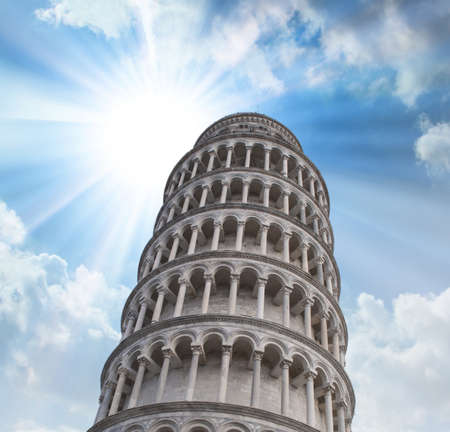 The famous leaning tower in Pisa, Italy の写真素材