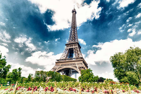 The flowers under the tower.の写真素材