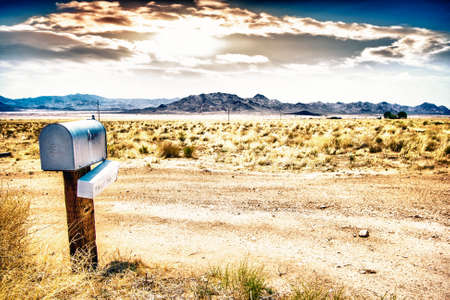 The mailbox in the desert の写真素材
