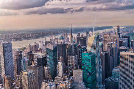 Aerial view of the skyline of manhattan.のeditorial素材