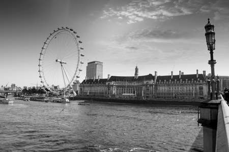 View the London Aquarium and the London Eye from Westminster Bridge.の写真素材
