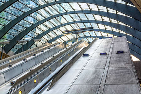 Escalator on Canary Warf Station, London のeditorial素材