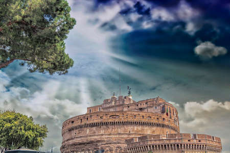 Castel St. Angelo with beautiful sky, Rome.のeditorial素材