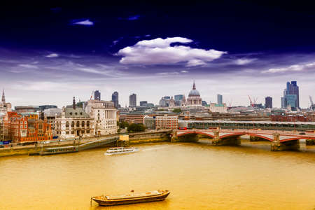London skyline with background St. Paul Cathedral.のeditorial素材