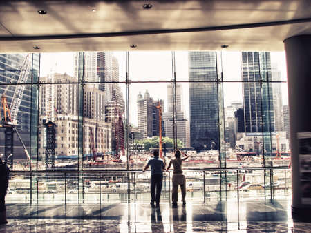 Looking at Ground Zero.の写真素材