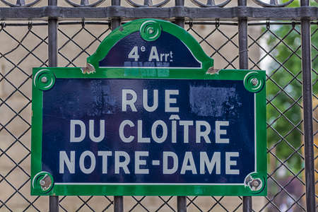 Road sign near Notre Dame,Paris.の写真素材
