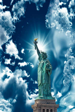 Statue of Liberty with beautiful sky.の写真素材