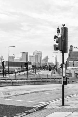 Traffic lights and  London skyline in the background.の写真素材