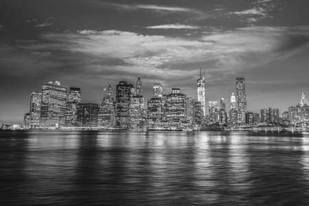 Manhattan by night with beautiful sky.の写真素材