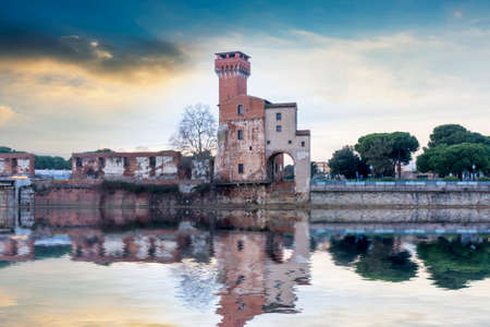 Old building near the river Arno.の写真素材