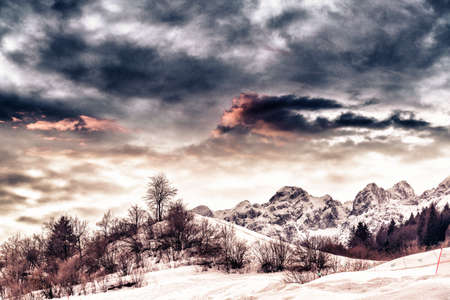 Beautiful sky over the mountain.の写真素材