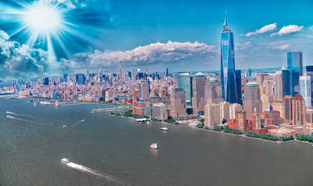 Skyline of lower Manhattan.の写真素材