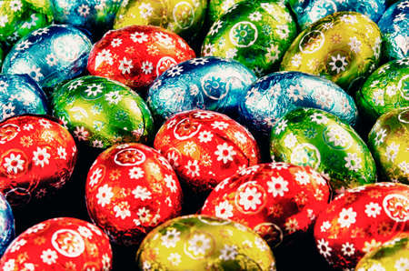 Details of Chocolate Easter Eggs.の写真素材