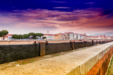 Protection bulkheads to river Arno.の写真素材