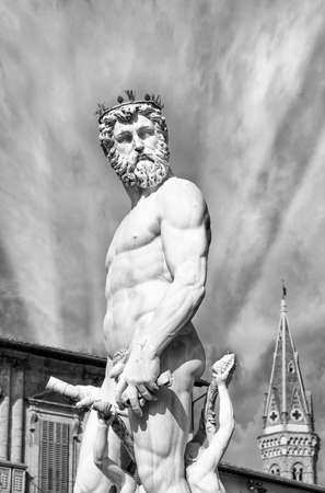 The Neptune statue in piazza della signoria in Florence.のeditorial素材