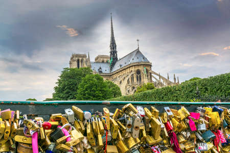 Notre Dame Cathedral from the bridge.の写真素材