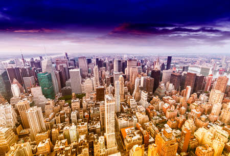 Beautiful sunset over Manhattan, New York City.の写真素材
