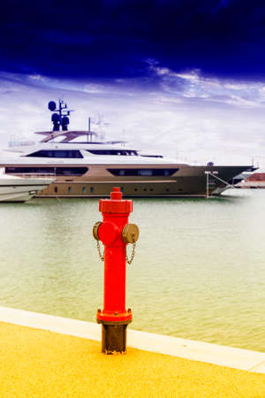 Hydrant fire in the harbor.の写真素材