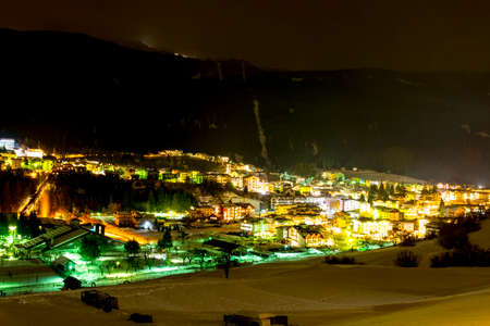 Andalo by night in Trentino, Italy.の写真素材