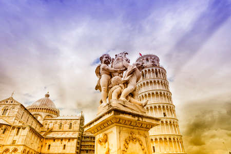 The Cathedral and Leaning Tower in Pisa.の写真素材