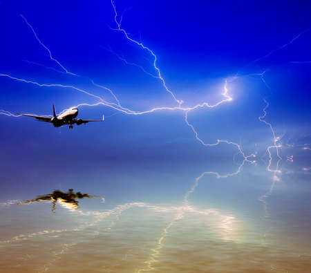 Silhouette of airplane with a beautiful sky.の写真素材