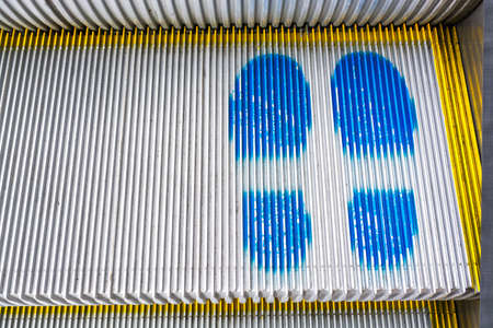 Fresh paint on the escalator.の写真素材