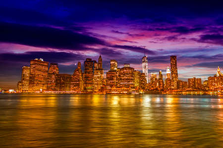 Panorama of Manhattan at the sunset.の写真素材