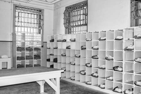 Dress room inside Alcatraz.の写真素材