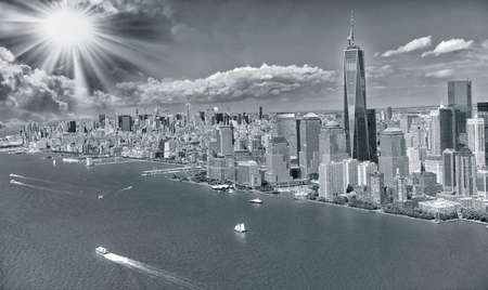 Skyline of lower Manhattan.の写真素材