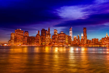 Panorama of Manhattan at the sunset.の写真素材