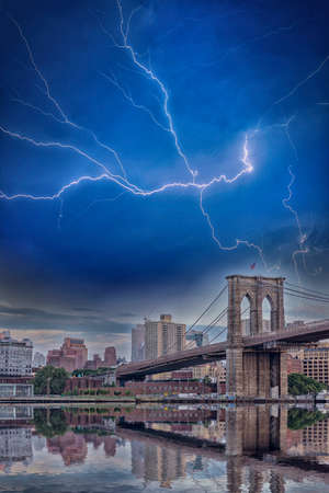 Brooklyn Bridge with beautiful sky.の写真素材