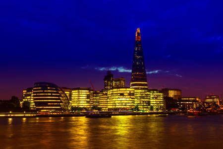 New London skyline by night.のeditorial素材