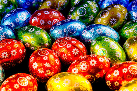Details of Chocolate Easter Eggs.の写真素材