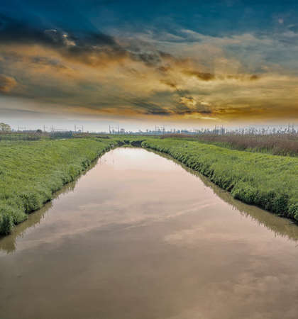 Little river with beautiful sky.の写真素材