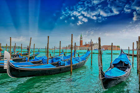 Moored gondolas.の写真素材