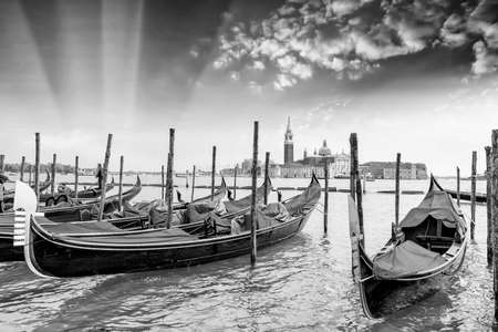 Moored gondolas.の写真素材