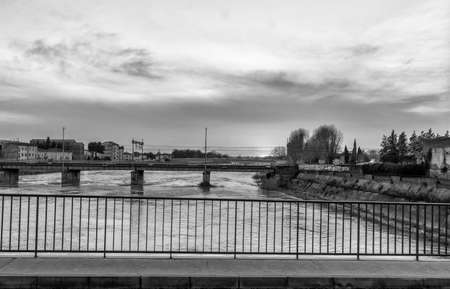 Beautiful sunset over the river Arno.の写真素材