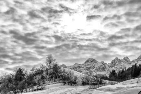 Beautiful sky over the mountain.の写真素材