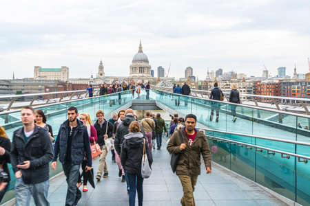 LONDON - AUG 31, 2014: St. Paul's cathedral from the millenium bridgeのeditorial素材
