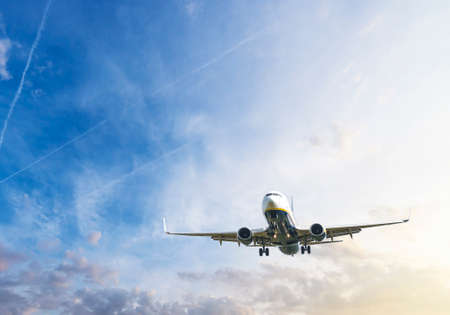 Airplane during landing.の写真素材