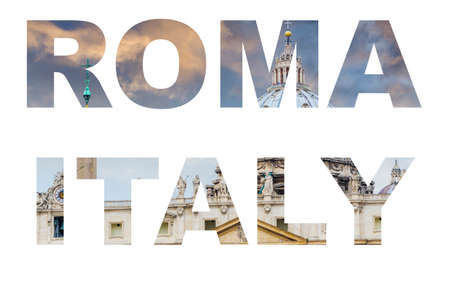 Roma skyline word montage.の写真素材